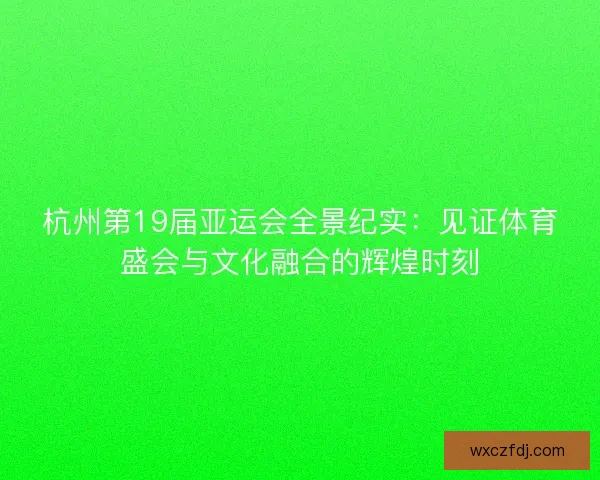 杭州第19届亚运会全景纪实:见证体育盛会与文化融合的辉煌时刻 杭州第19届亚运会全景纪实:见证体育盛会与文化融合的辉煌时刻